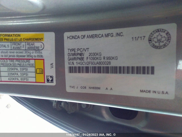Honda Accord Touring 2018 1HGCV2F93JA800028 Image 9