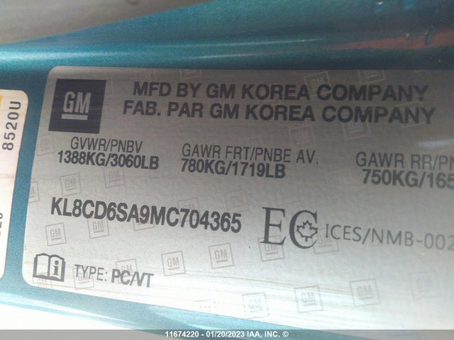 Chevrolet SPARK 1LT 2021 KL8CD6SA9MC704365 Image 9