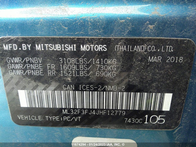 ML32F3FJ4JHF12779 Mitsubishi Mirage G4 Es