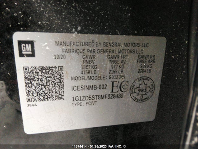 Chevrolet MALIBU LT 2021 1G1ZD5ST8MF028480 Image 9
