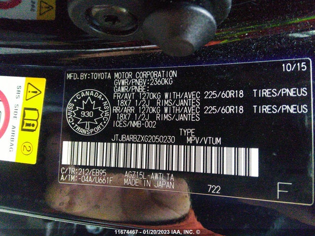 JTJBARBZXG2050230 Lexus Nx 200t/base/f Sport