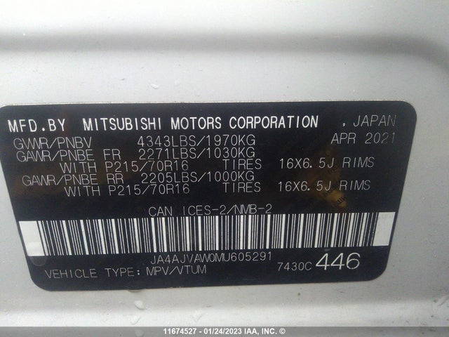 JA4AJVAW0MU605291 Mitsubishi Rvr Se/sel/le/gt