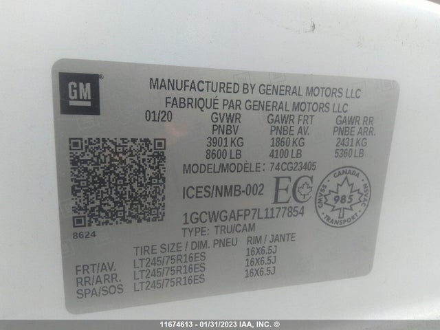 Chevrolet Express G2500 2020 1GCWGAFP7L1177854 Image 10