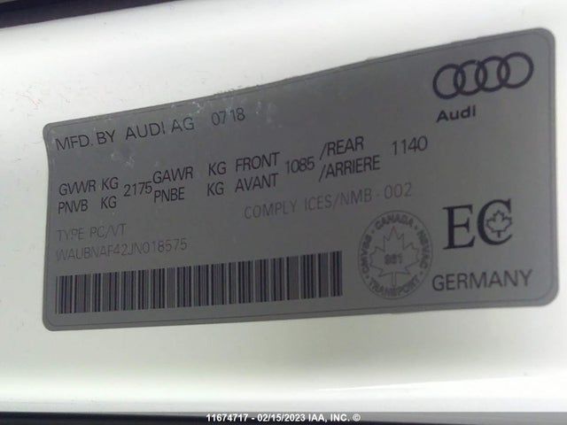 WAUBNAF42JN018575 Audi A4 Progressiv
