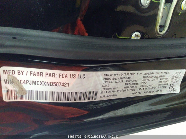 1C4PJMCXXND507421 Jeep Cherokee Latitude/x