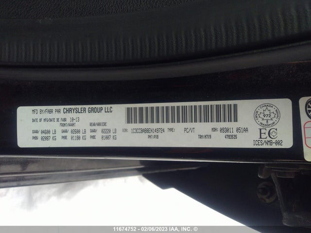 1C3CCBAB8EN149724 Chrysler 200