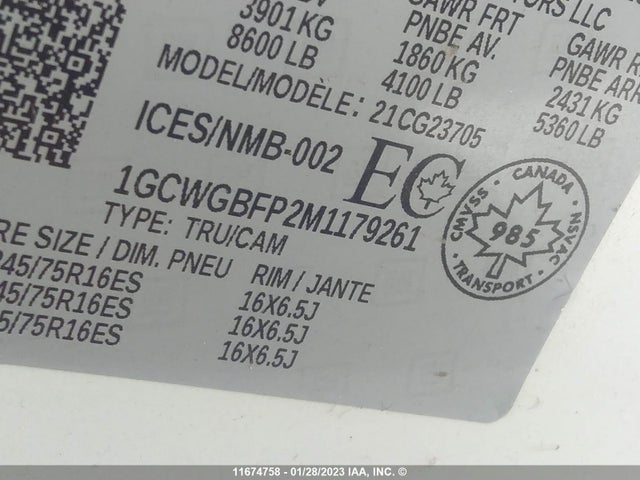 Chevrolet Express G2500 2021 1GCWGBFP2M1179261 Image 9
