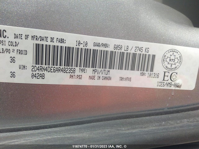 Dodge Grand Caravan Se 2010 2D4RN4DE6AR482358 Image 9