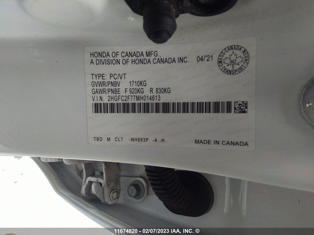 Honda CIVIC EX 2021 2HGFC2F77MH014613 Image 10