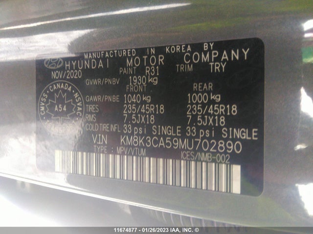 Hyundai Kona 2021 KM8K3CA59MU702890 Image 10