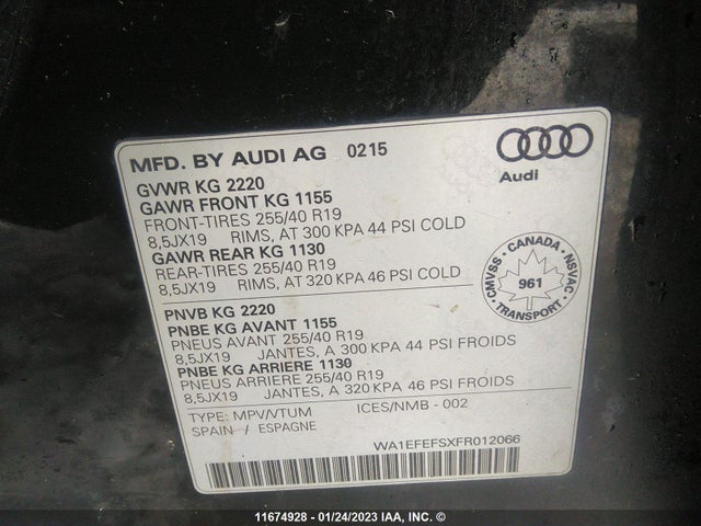 WA1EFEFSXFR012066 Audi Q3 Premium Plus