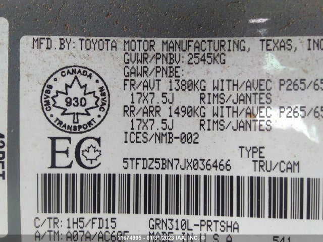 Toyota TACOMA 2018 5TFDZ5BN7JX036466 Image 10