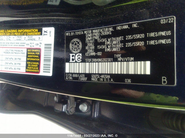 Toyota Highlander Platinum 2022 5TDFZRBH9NS202301 Image 10