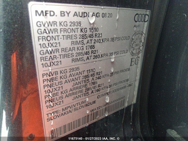 WA1DVAF1XMD005997 Audi Q8 Progressiv
