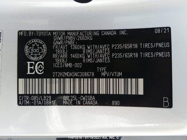 2T2HZMDA5NC308678 Lexus RX 350