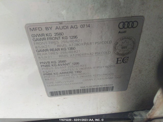 WA1LGCFP8FA019293 Audi Q5 Premium Plus