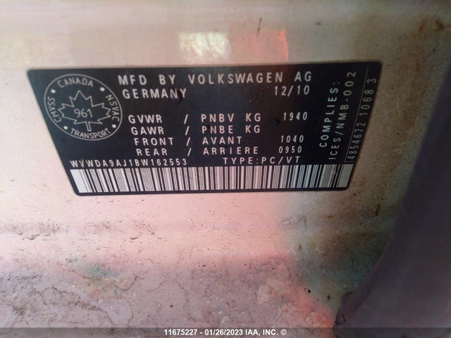 WVWDA9AJ1BW162553 Volkswagen Golf