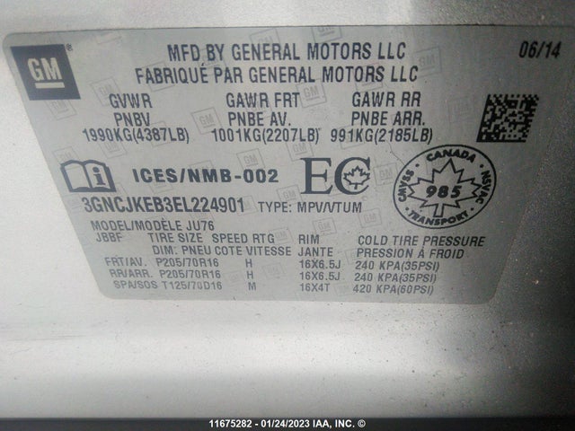 Chevrolet TRAX LS 2014 3GNCJKEB3EL224901 Image 9