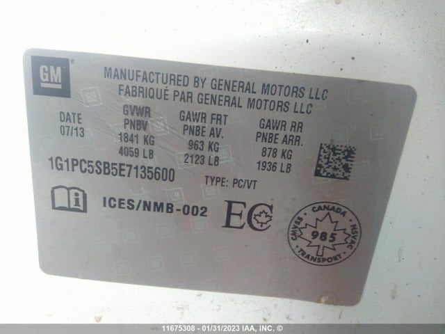 Chevrolet CRUZE LT 2014 1G1PC5SB5E7135600 Image 9