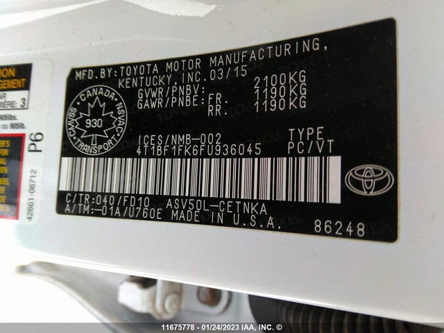 Toyota 2ar-fe 2015 4T1BF1FK6FU936045 Image 25