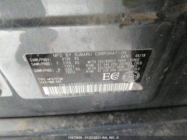4S4BSDDC2K3369552 Subaru Outback 2.5i Premium