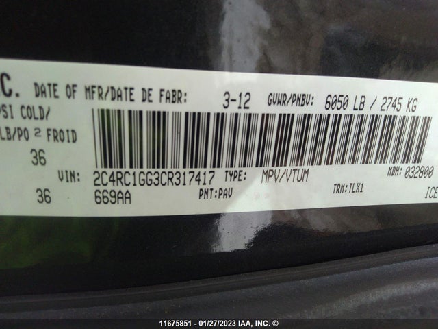 2C4RC1GG3CR317417 Chrysler Town & Country Limited