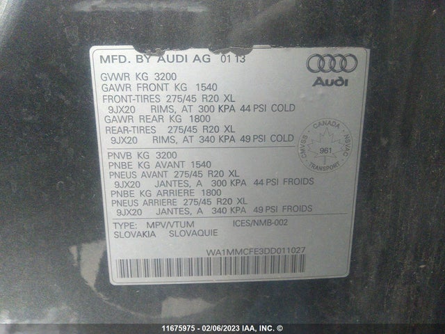WA1MMCFE3DD011027 Audi Q7 Premium Plus