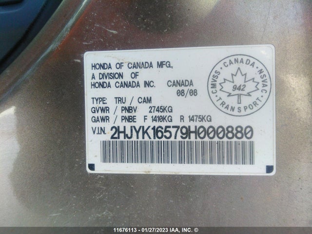 Honda Ridgeline Rtl 2009 2HJYK16579H000880 Image 11