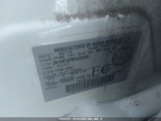 Nissan Sentra S/sv/sr/sl 2015 3N1AB7AP9FL643545 Image 9