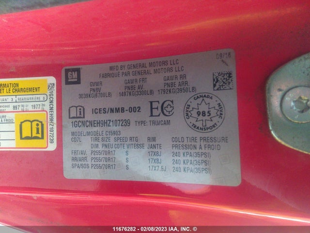 Chevrolet Silverado 2017 1GCNCNEH9HZ107239 Image 8