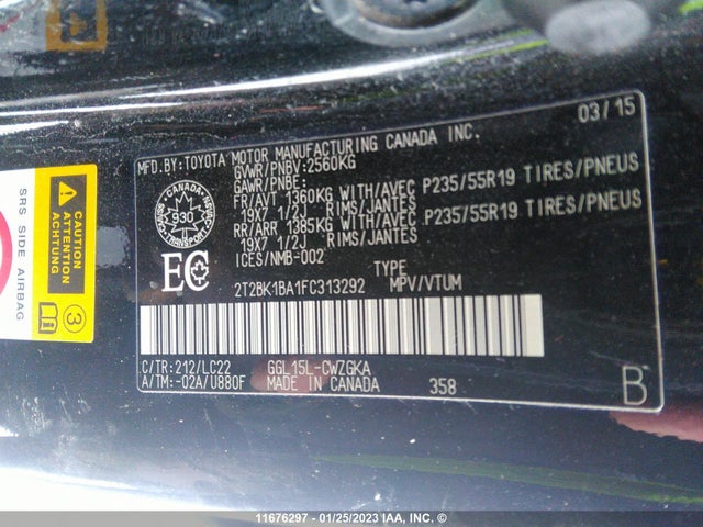 2T2BK1BA1FC313292 Lexus Rx 350/base/f Sport