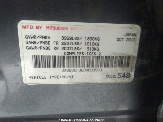 JA32U2FU2BU603903 Mitsubishi Lancer Es/es Sport