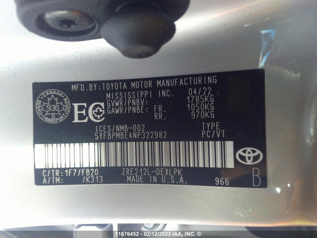 Toyota COROLLA LE 2022 5YFBPMBE4NP322982 Image 10