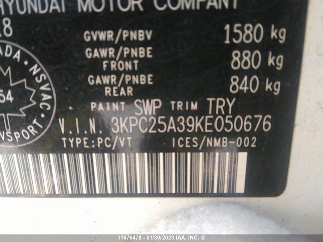 Hyundai Accent Se/sel 2019 3KPC25A39KE050676 Image 10