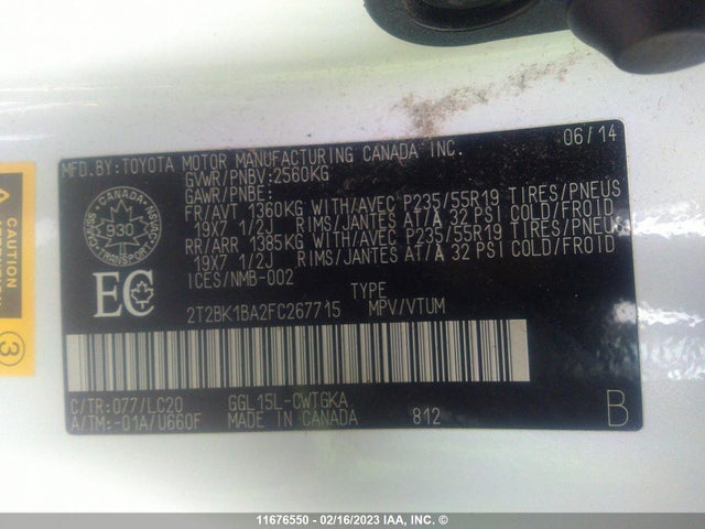 2T2BK1BA2FC267715 Lexus Rx 350/base/f Sport