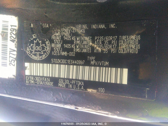 Toyota SIENNA 2014 5TDZK3DC1ES440997 Image 11