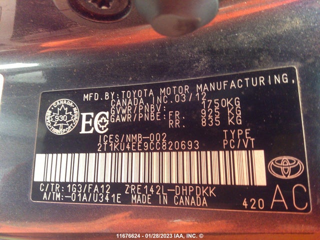 Toyota Matrix Wagon 2012 2T1KU4EE9CC820693 Image 10