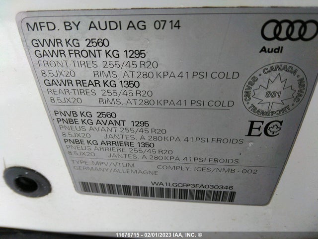 WA1LGCFP3FA030346 Audi Q5