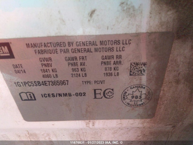 Chevrolet CRUZE LT 2014 1G1PC5SB4E7365967 Image 10
