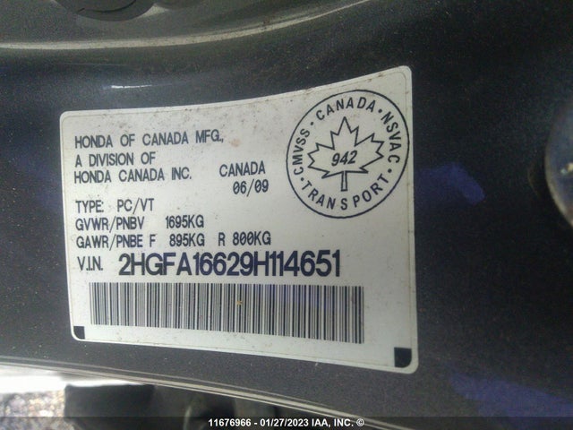 Honda Civic 2009 2HGFA16629H114651 Image 10