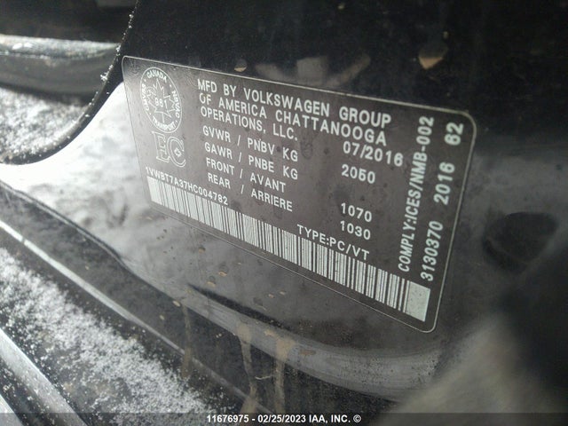 Volkswagen PASSAT SE 2017 1VWBT7A37HC004782 Image 10