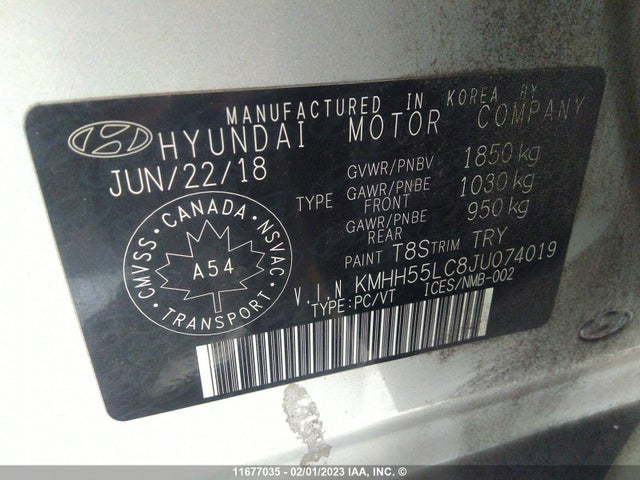 Hyundai Elantra 2018 KMHH55LC8JU074019 Image 9