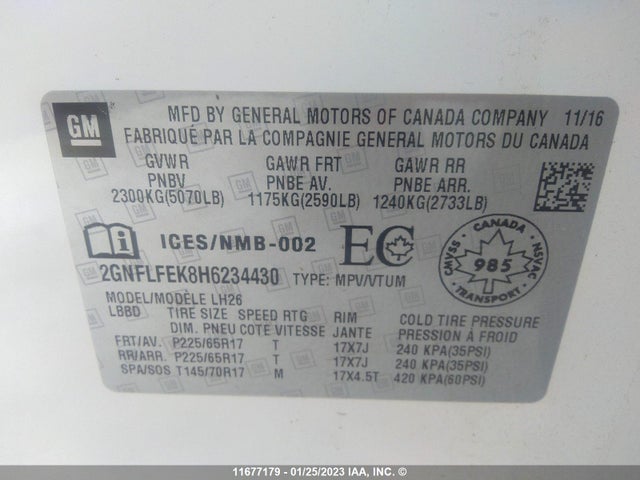 Chevrolet EQUINOX LT 2017 2GNFLFEK8H6234430 Image 9