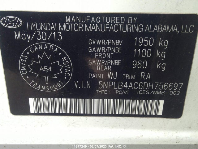 Hyundai SONATA GLS 2013 5NPEB4AC6DH756697 Image 10