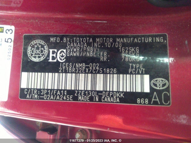 Toyota COROLLA CE/LE/S 2007 2T1BR32EX7C751826 Image 10