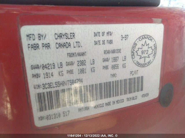3C3EL55H0VT584794 Chrysler Sebring Jxi