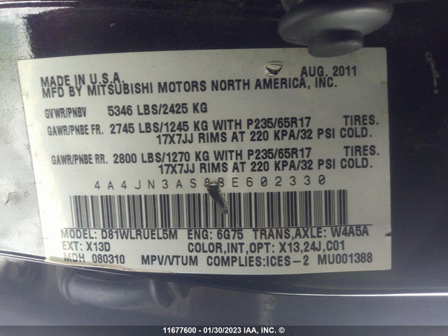 4A4JN3AS8BE602330 Mitsubishi Endeavor Se