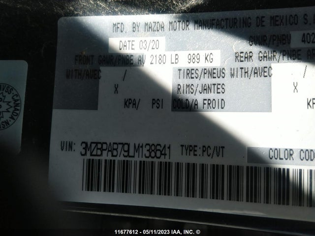 Mazda 3 2020 3MZBPAB79LM138641 Image 9