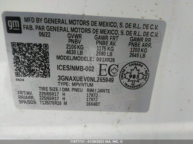 Chevrolet EQUINOX LT 2022 3GNAXUEV0NL265949 Image 9