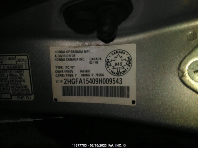 Honda Civic 2009 2HGFA15409H009543 Image 10